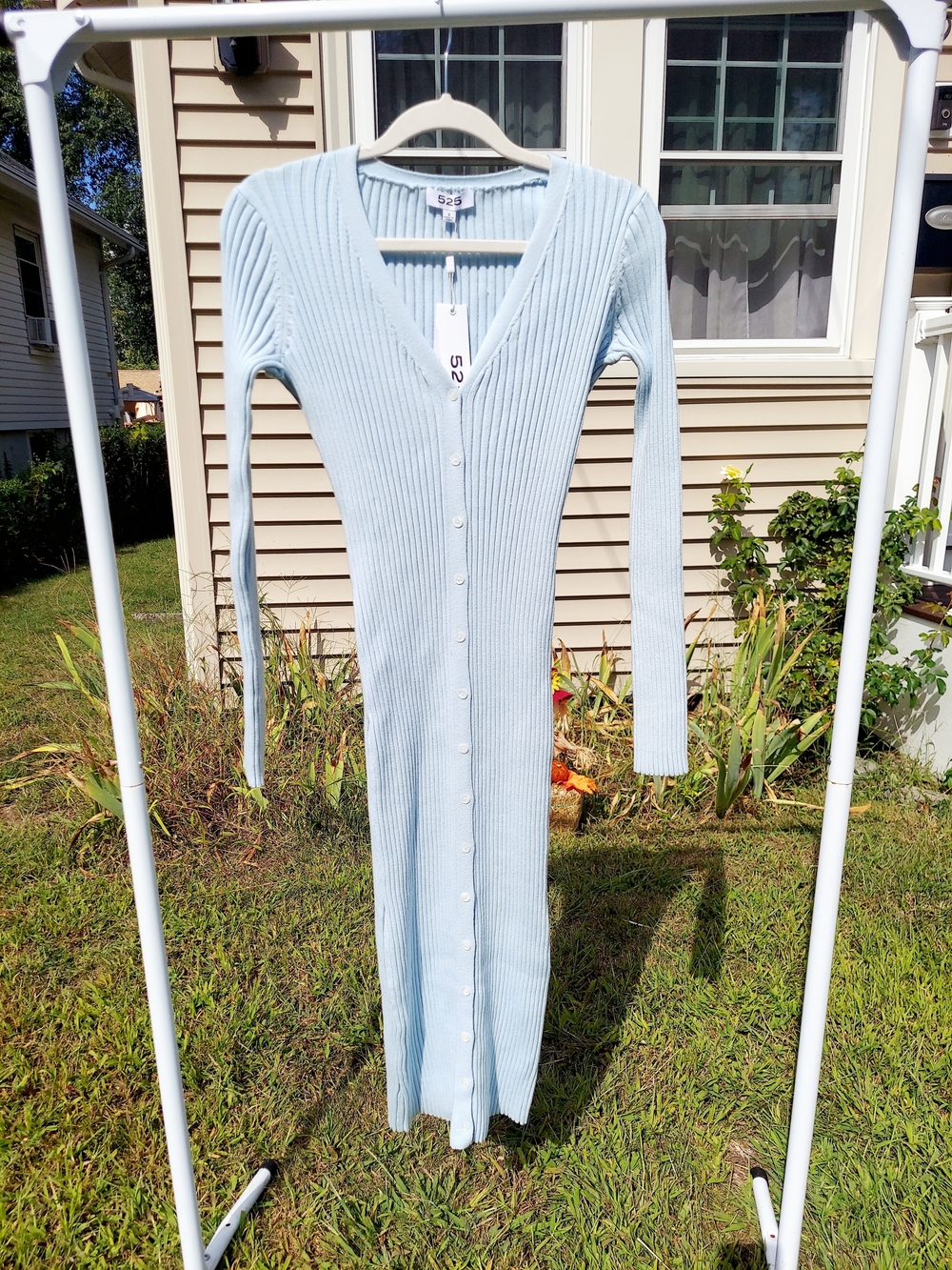 525 America Ribbed Cotyon Midi/Maxi Dress in Pastel Blue Women Size Small NWT